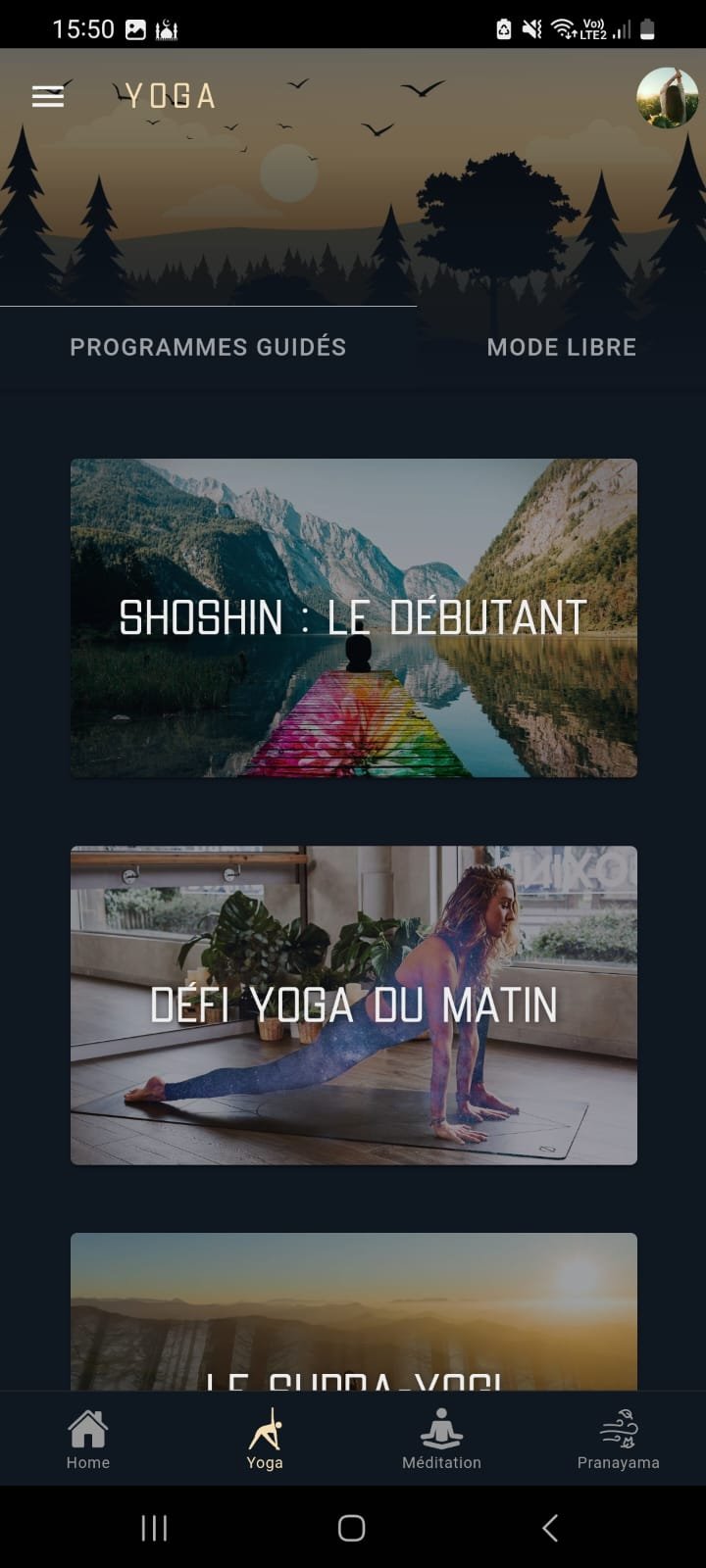 Liste des programmes de Yoga